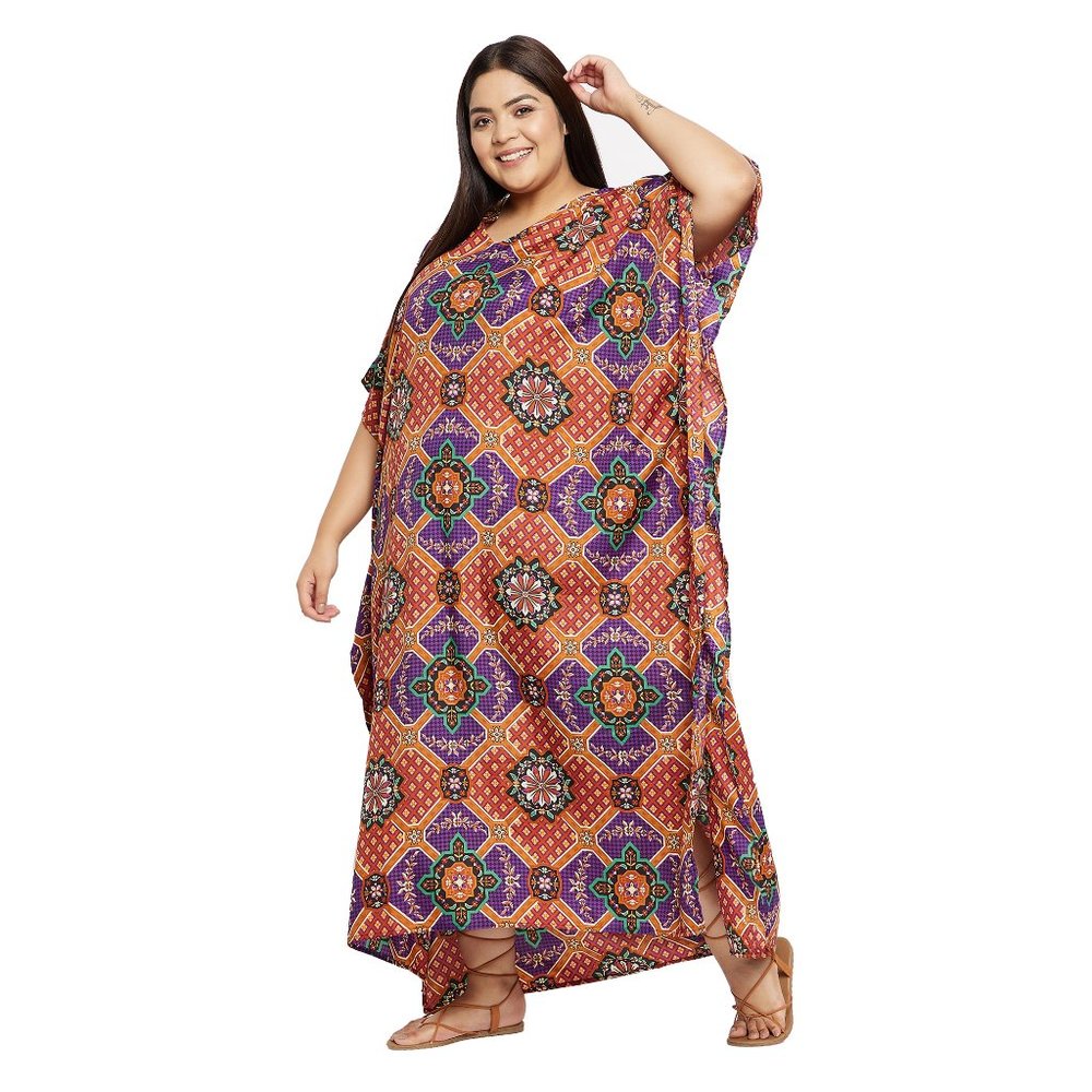 Gypsie Blu Women Fashion Long Kaftan Dress Beach Cover Up Moo Moos Caftan Dress - Picture 6 of 9